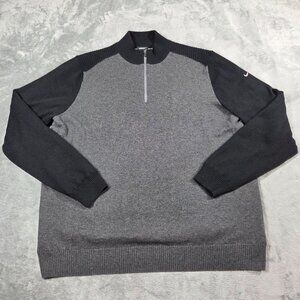 Nike Golf Jacket Mens XL Gray Wool Blend Lined Windshirt 1/4 Zip Sweater Preppy